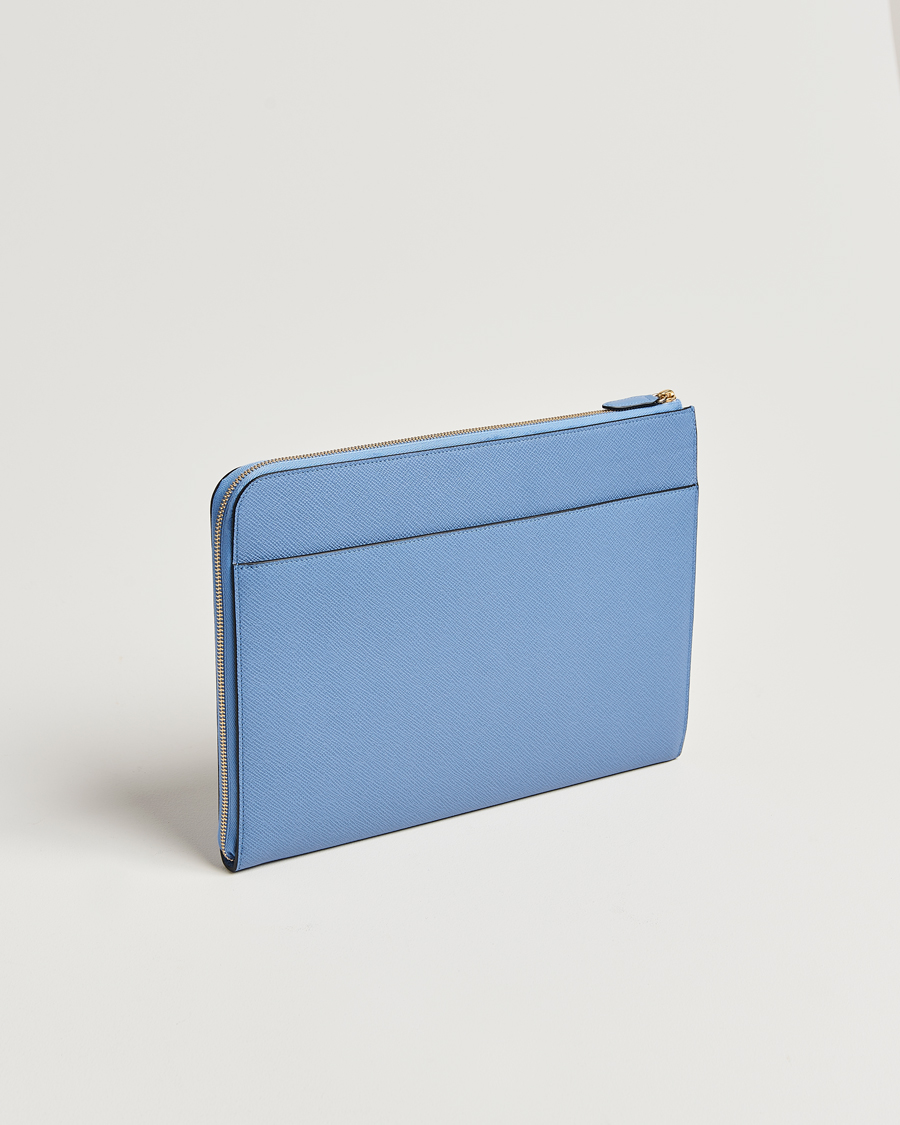 Uomini | Smythson Panama Small Laptop Case Nile Blue | Smythson | Panama Small Laptop Case Nile Blue