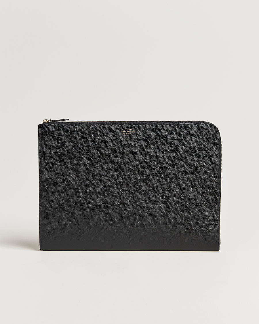 Uomini | Borse | Smythson | Panama Large Laptop Case Black