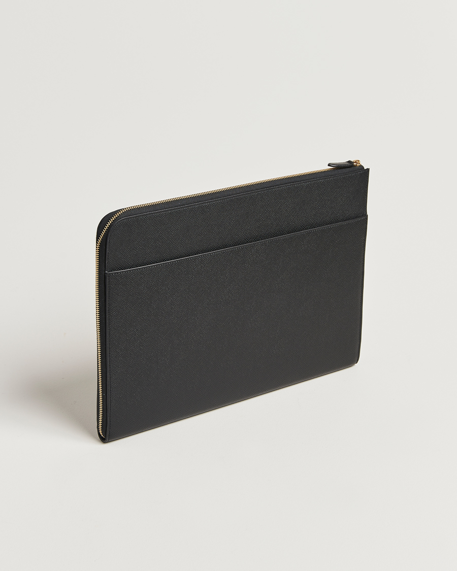 Uomini | Borse | Smythson | Panama Large Laptop Case Black