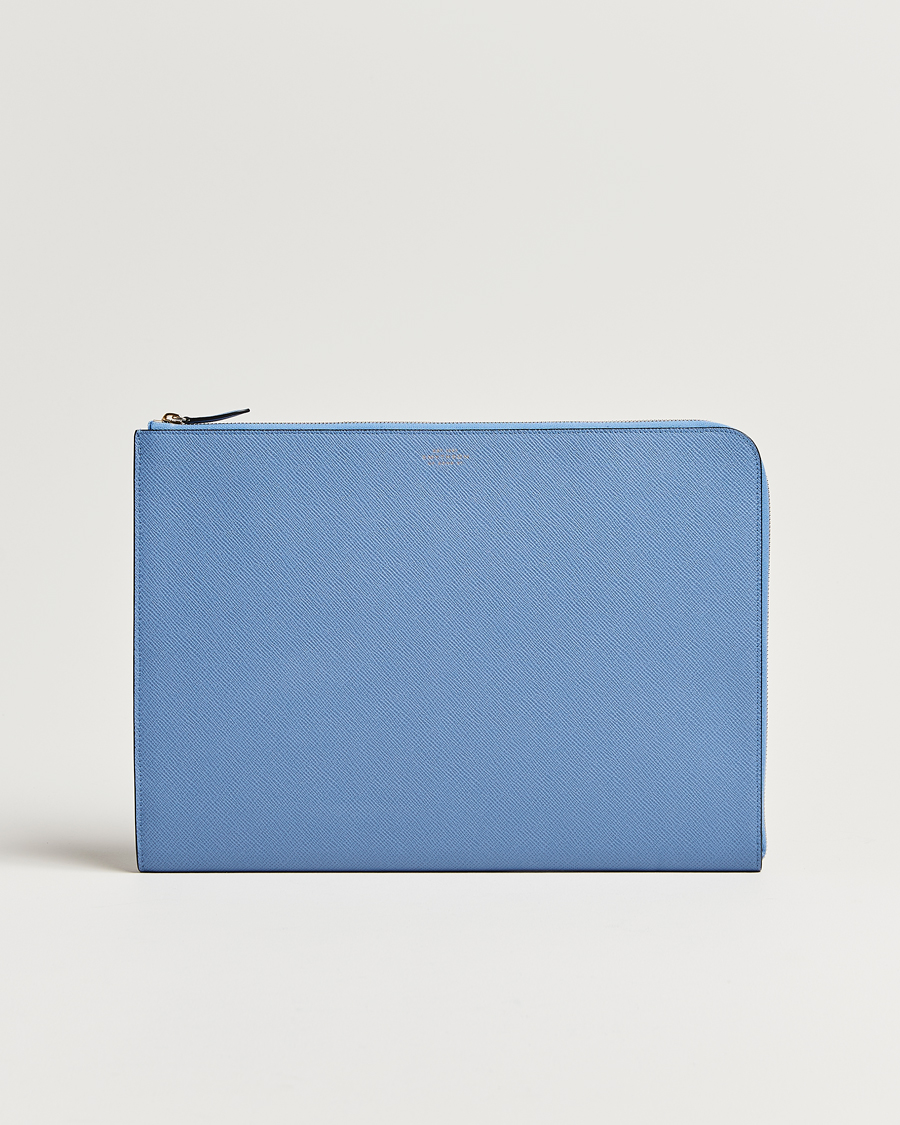 Uomini | Borse | Smythson | Panama Large Laptop Case Nile Blue