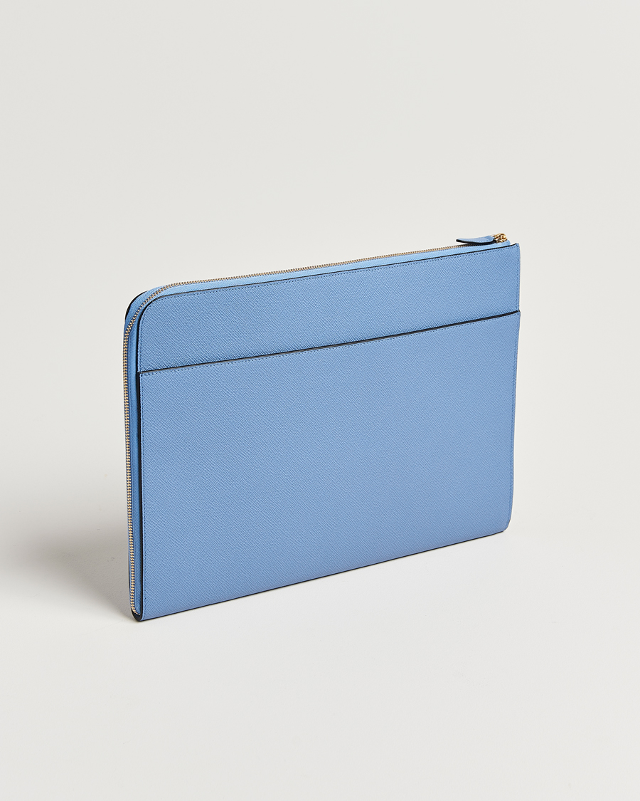Uomini | Borse | Smythson | Panama Large Laptop Case Nile Blue