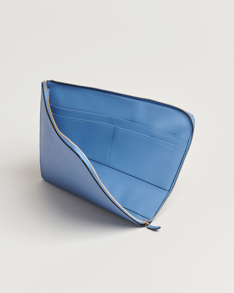Uomini | Borse | Smythson | Panama Large Laptop Case Nile Blue