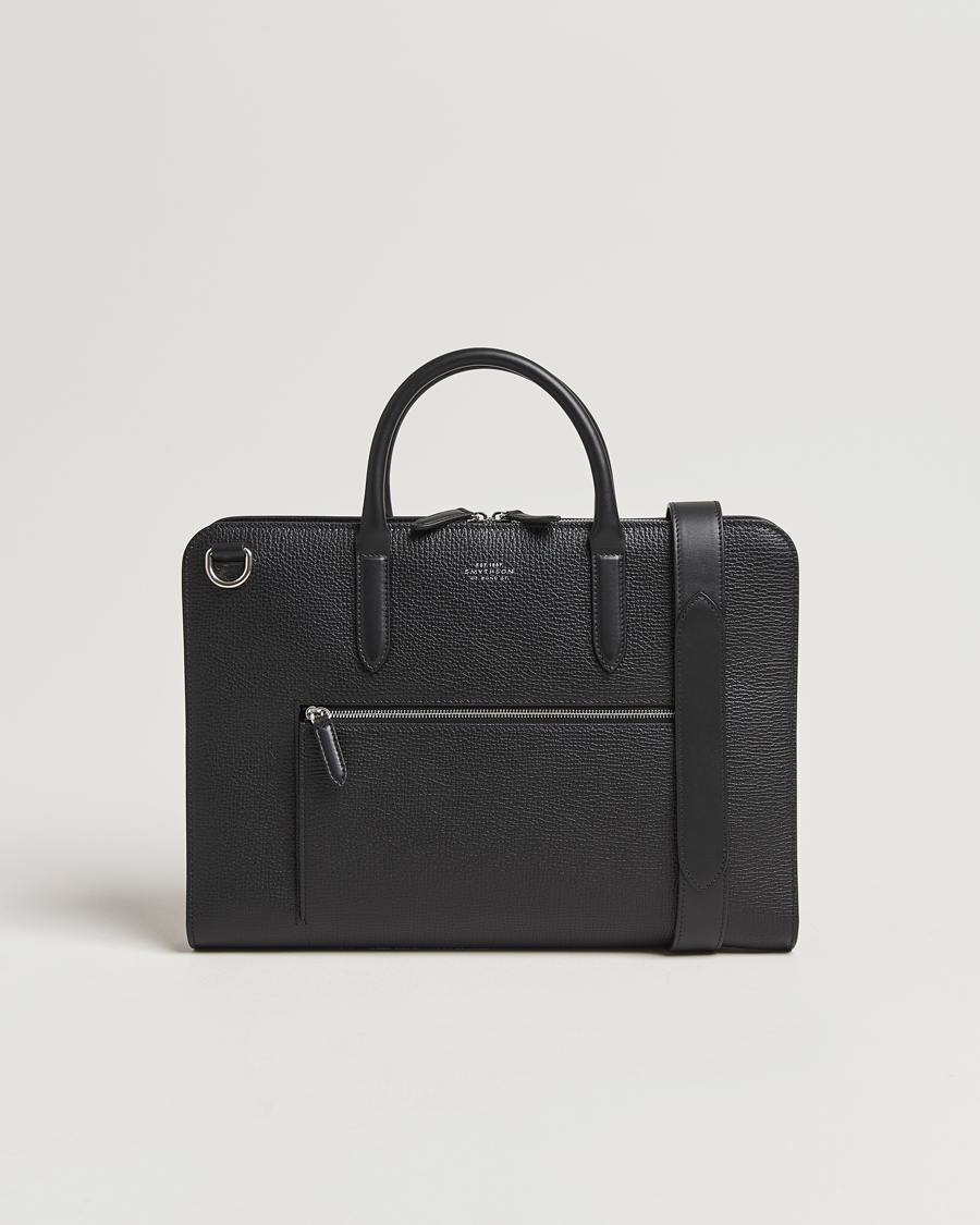 Uomini | Borse | Smythson | Ludlow Ultra Slim Brefcase With Zip Front Black