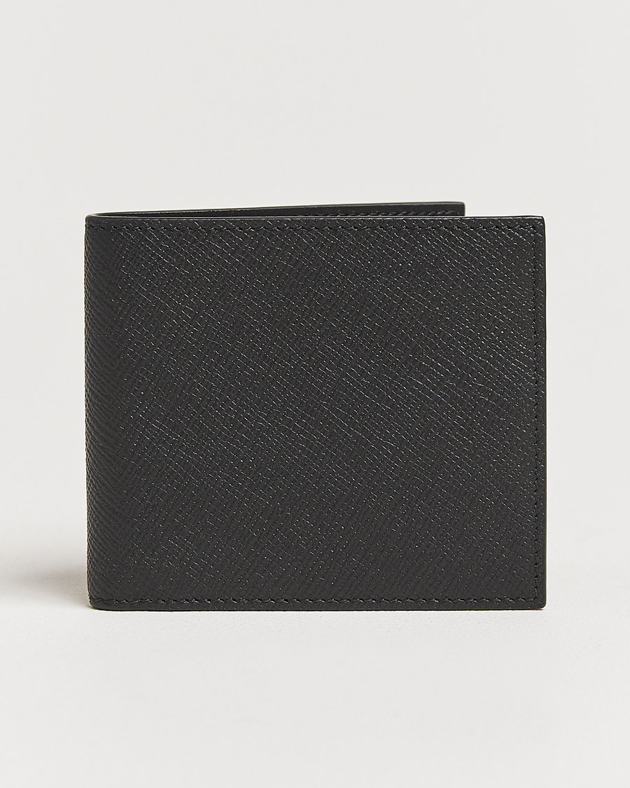 Uomini | Smythson Panama 6 Card Leather Wallet Black | Smythson | Panama 6 Card Leather Wallet Black