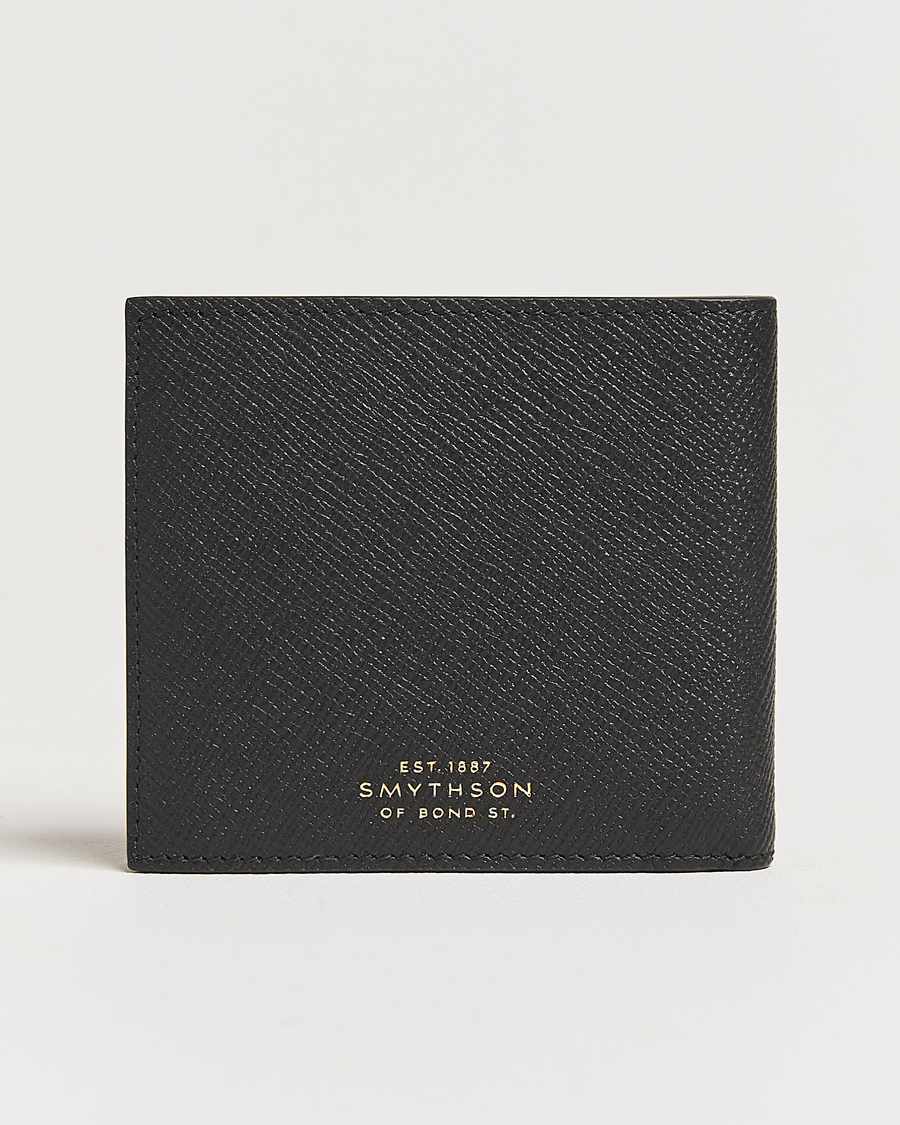 Uomini | Smythson Panama 6 Card Leather Wallet Black | Smythson | Panama 6 Card Leather Wallet Black