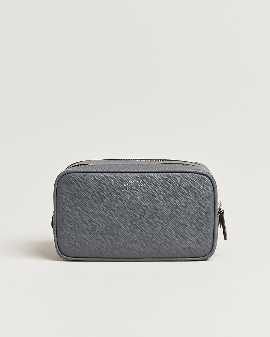 Uomini | Smythson Panama Double Zip Washbag Storm Grey | Smythson | Panama Double Zip Washbag Storm Grey