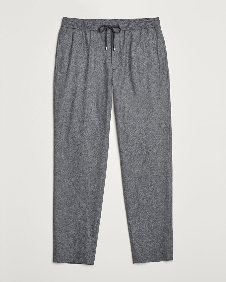 Uomini | Pantaloni | Moncler | Flannel Drawstring Pants Grey Melange