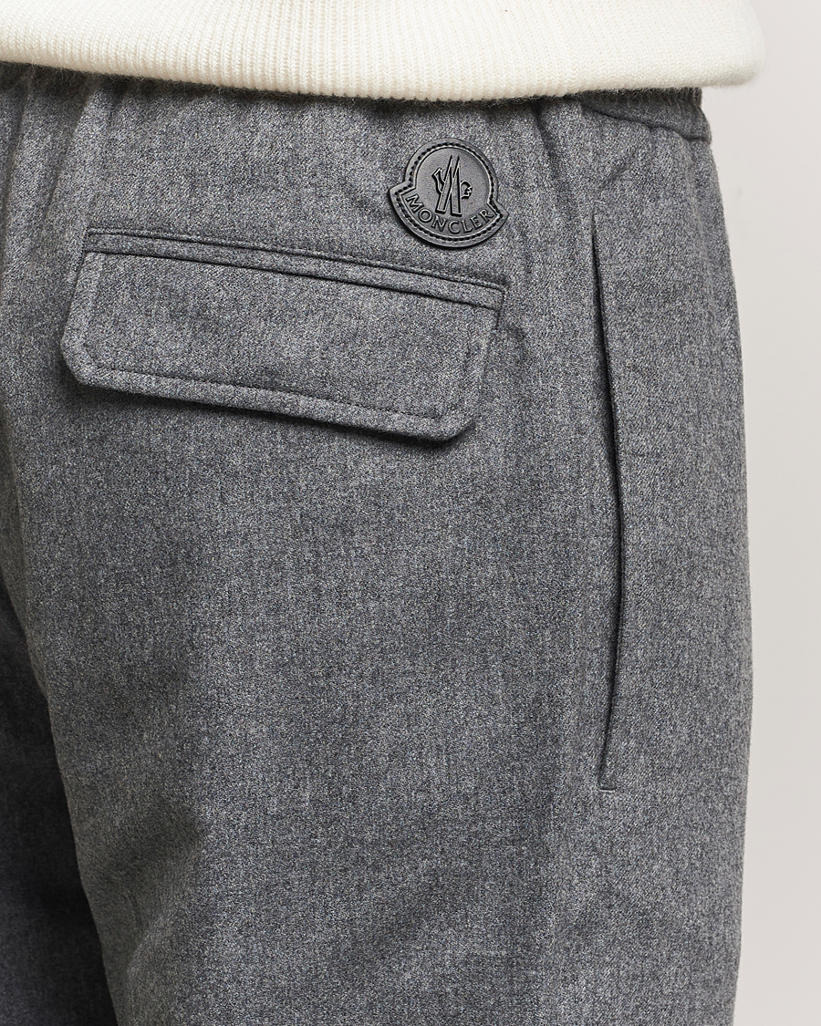 Uomini | Pantaloni | Moncler | Flannel Drawstring Pants Grey Melange