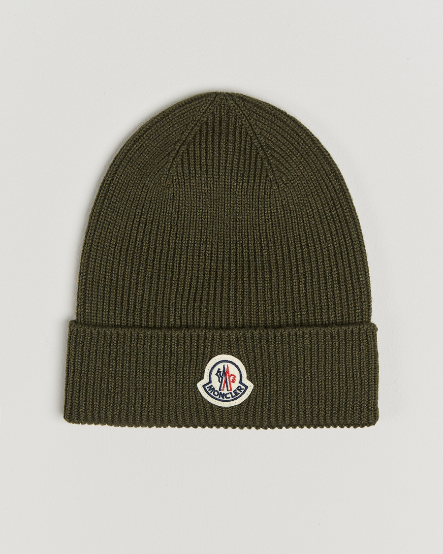Uomini | Moncler Rib Wool Beanie Military | Moncler | Rib Wool Beanie Military