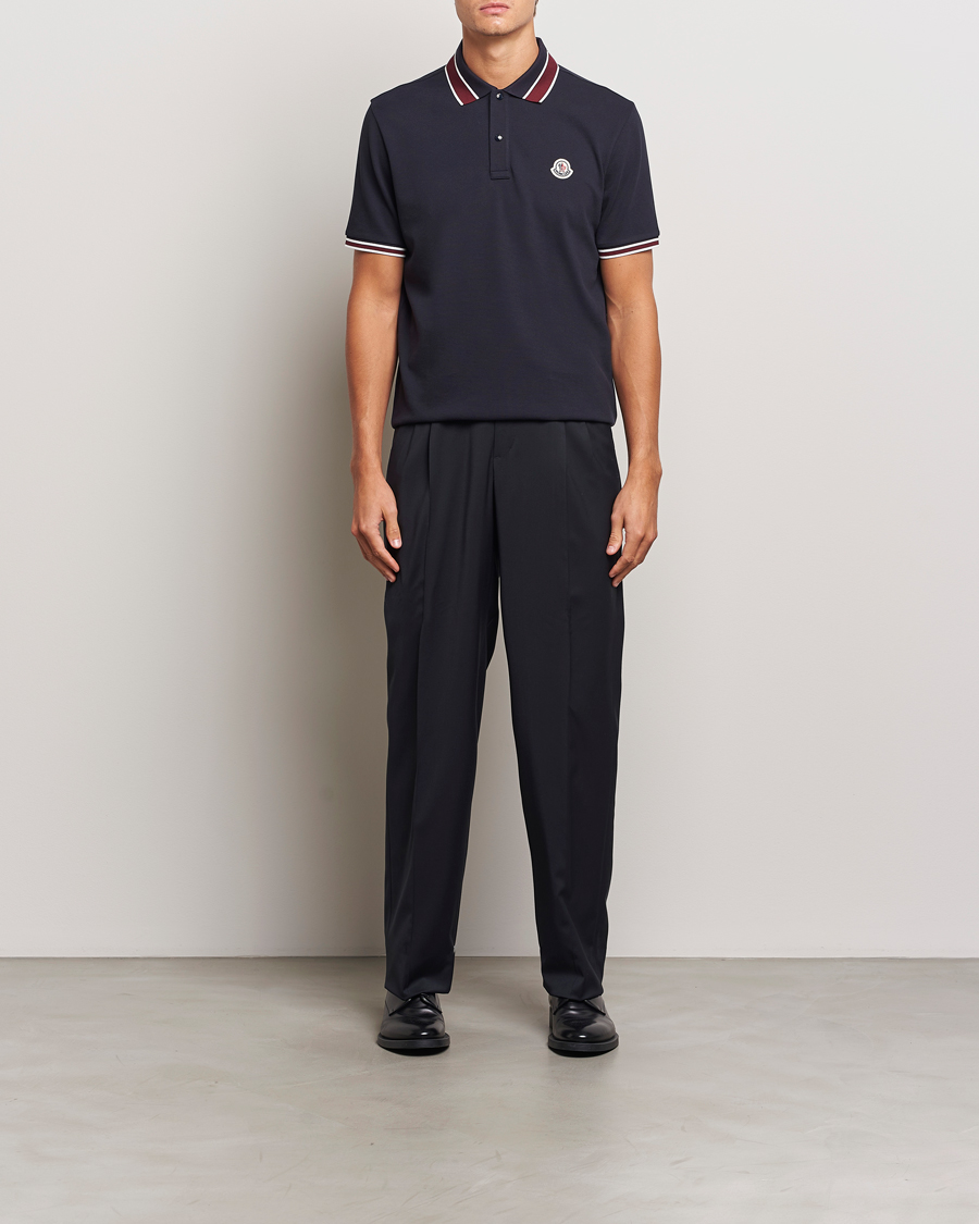 Uomini | Polo | Moncler | Double Contrast Collar Polo Navy