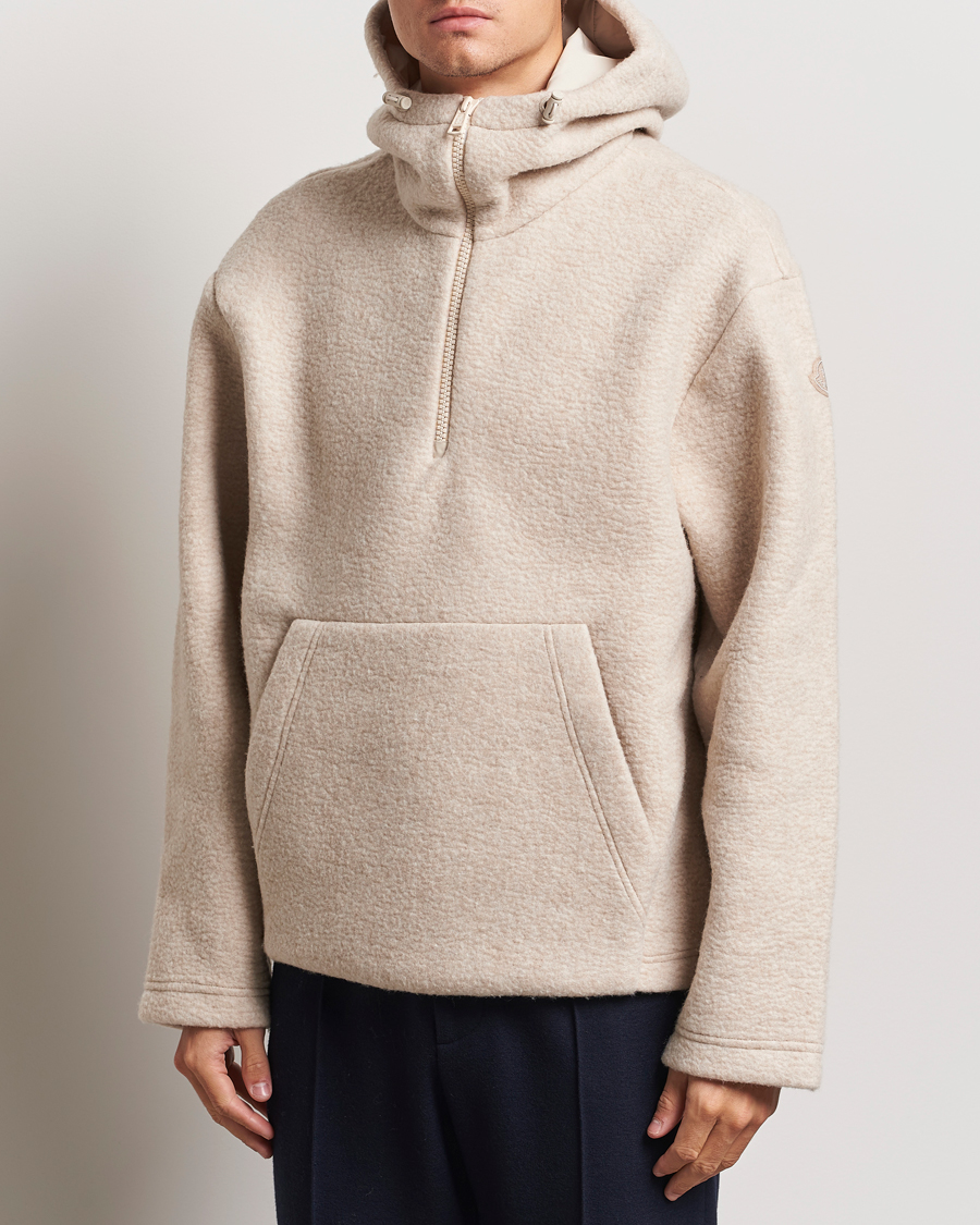 Uomini | Maglieria | Moncler | Half Zip Hoodie Beige
