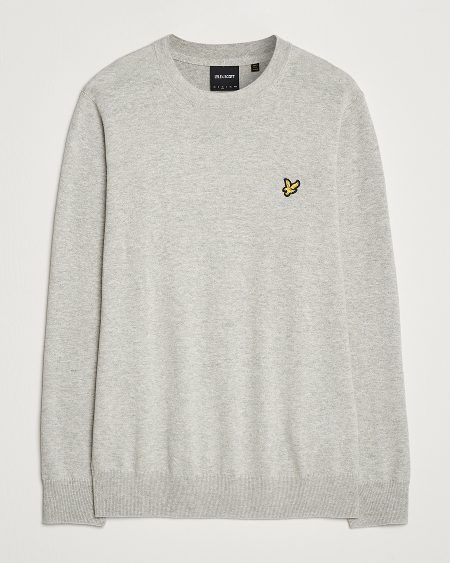 Uomini | Maglieria | Lyle & Scott | Cotton/Merino Crew Neck Jumper Light Grey Marl