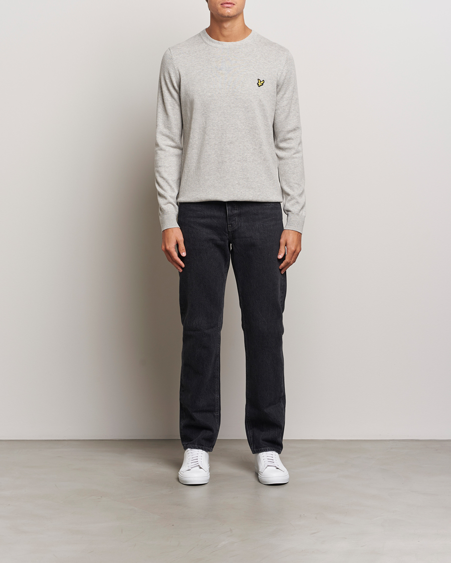 Uomini | Maglieria | Lyle & Scott | Cotton/Merino Crew Neck Jumper Light Grey Marl