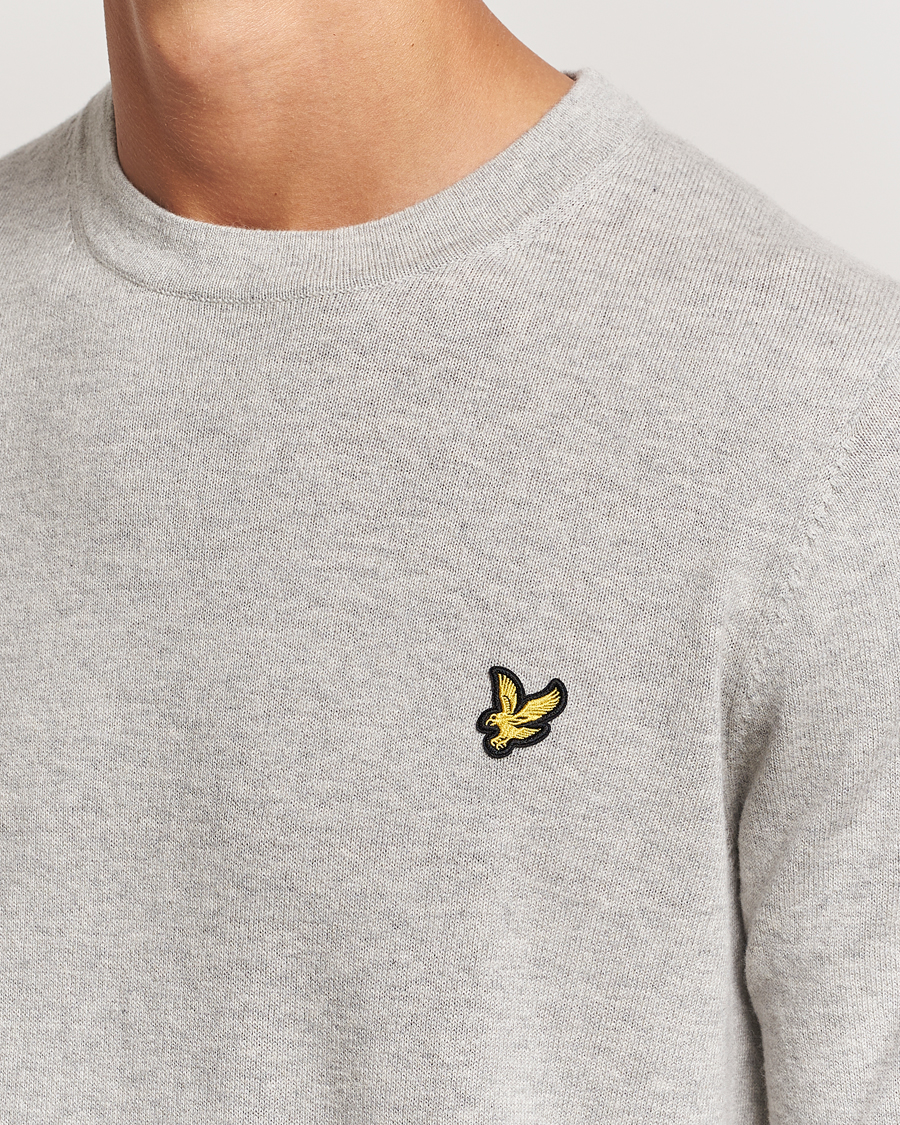 Uomini | Maglieria | Lyle & Scott | Cotton/Merino Crew Neck Jumper Light Grey Marl