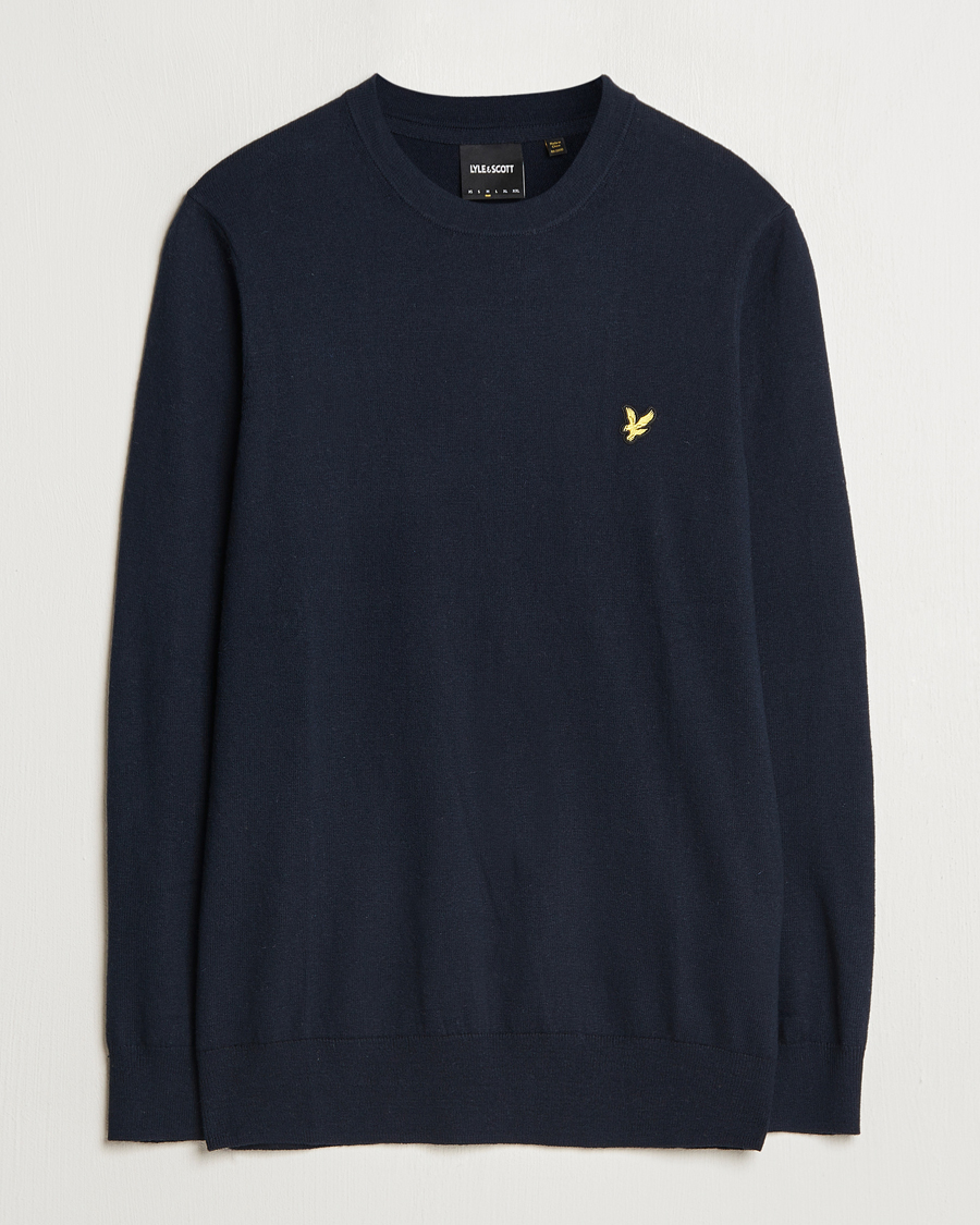 Uomini | Maglieria | Lyle & Scott | Cotton/Merino Crew Neck Jumper Dark Navy