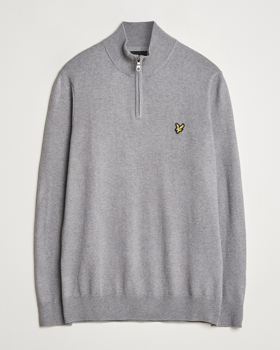 Uomini | Maglieria | Lyle & Scott | Cotton/Merino Half Zip Mid Grey Marl
