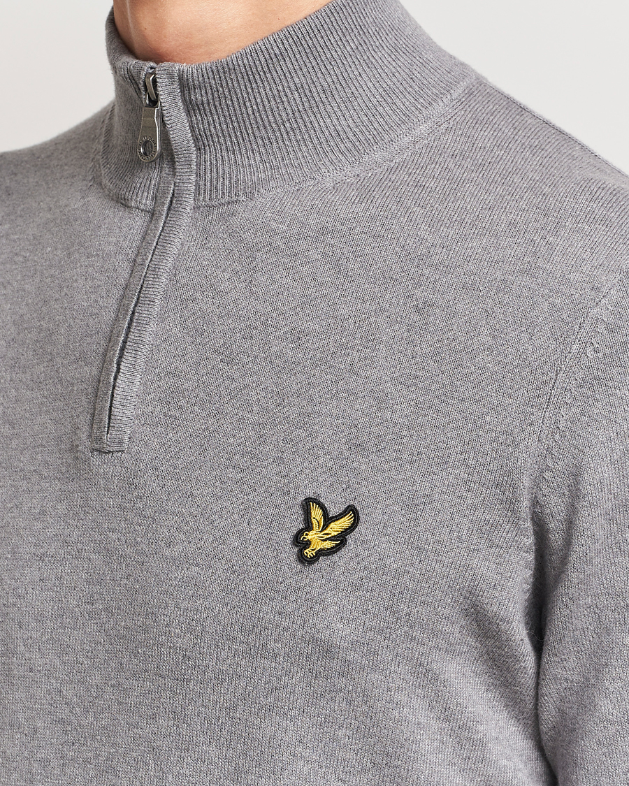 Uomini | Maglieria | Lyle & Scott | Cotton/Merino Half Zip Mid Grey Marl