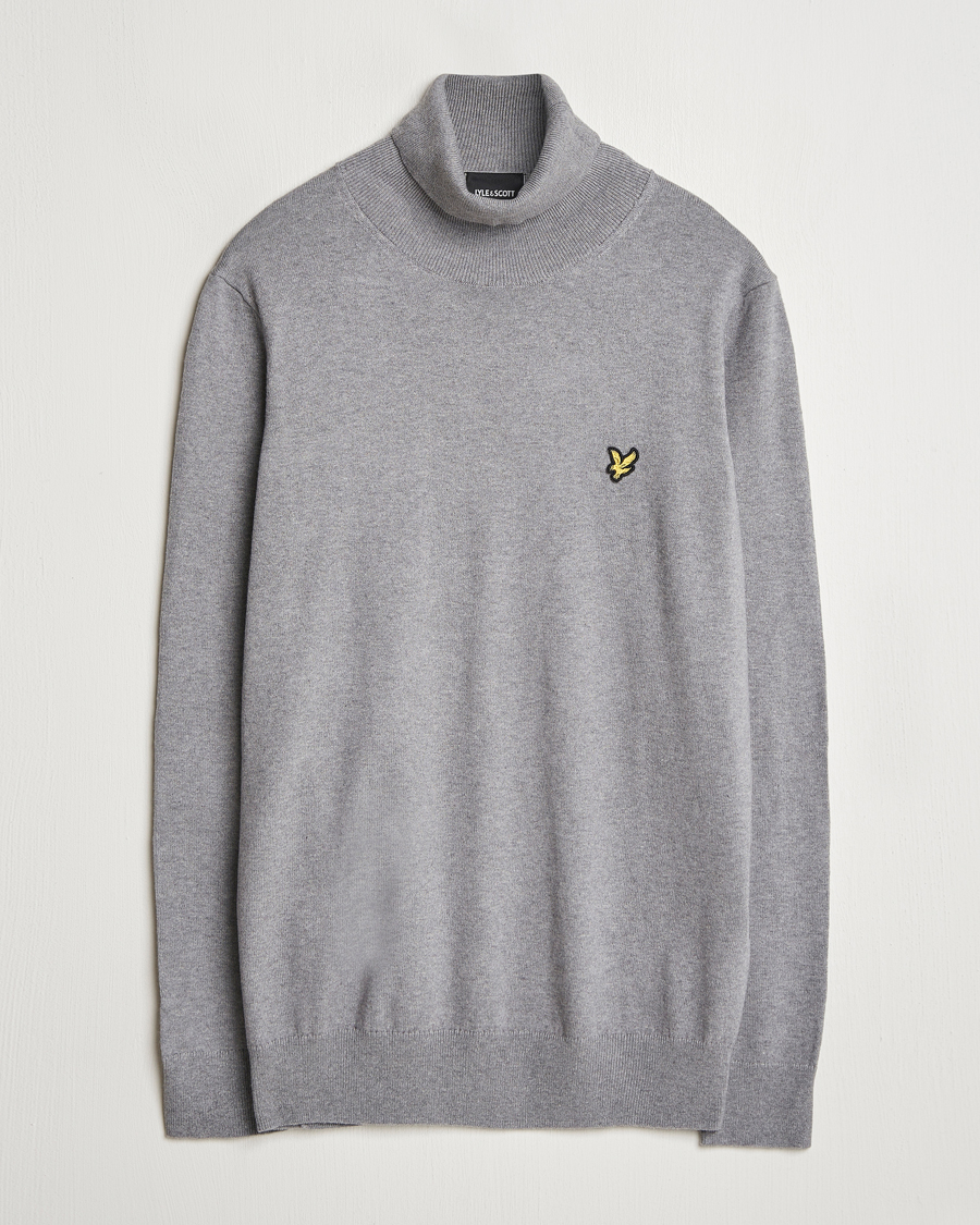 Uomini | Maglieria | Lyle & Scott | Cotton/Merino Turtleneck Mid Grey Marl