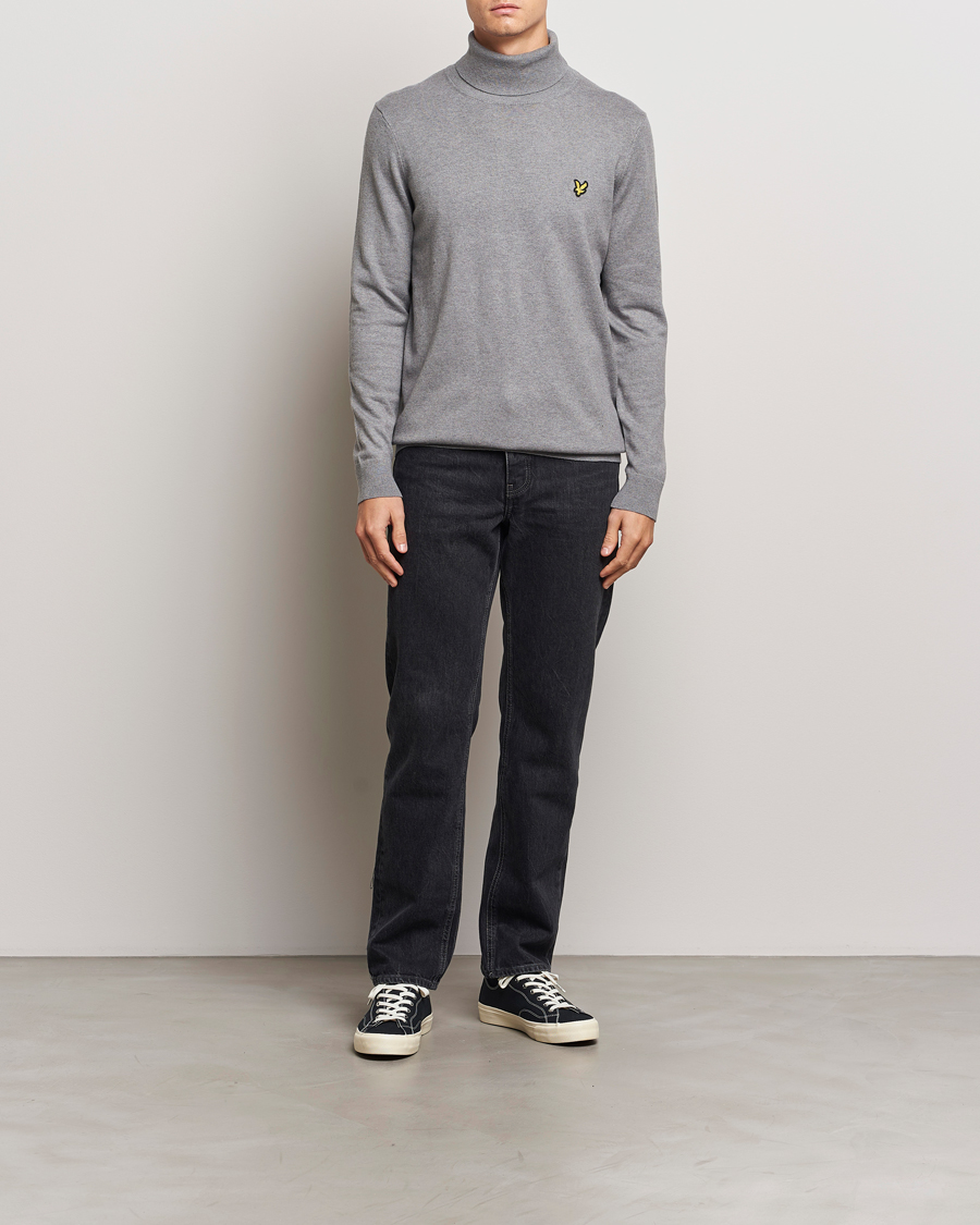 Uomini | Maglieria | Lyle & Scott | Cotton/Merino Turtleneck Mid Grey Marl