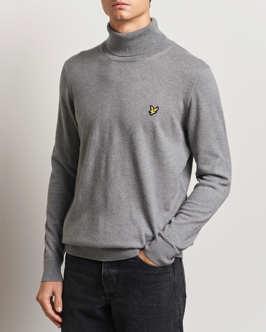 Uomini | Maglieria | Lyle & Scott | Cotton/Merino Turtleneck Mid Grey Marl