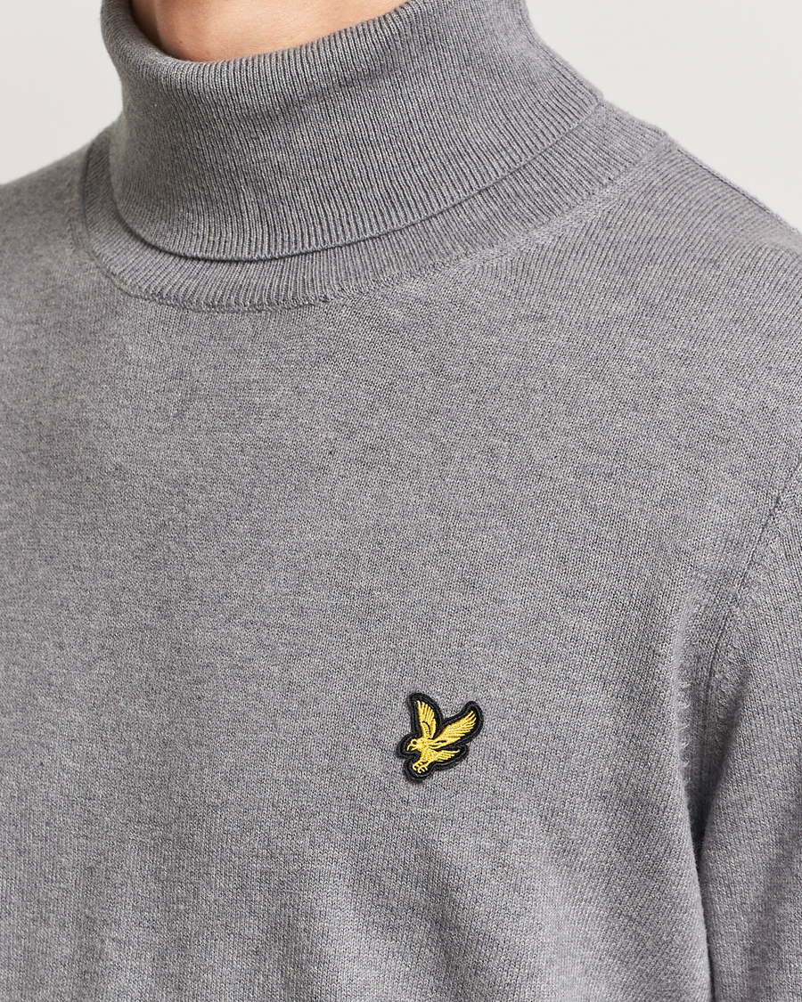 Uomini | Maglieria | Lyle & Scott | Cotton/Merino Turtleneck Mid Grey Marl