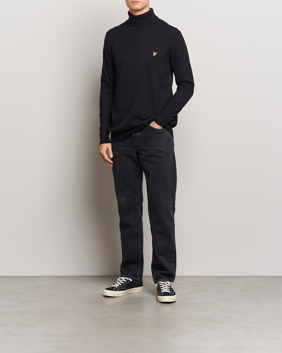 Uomini | Maglieria | Lyle & Scott | Cotton/Merino Turtleneck Jet Black