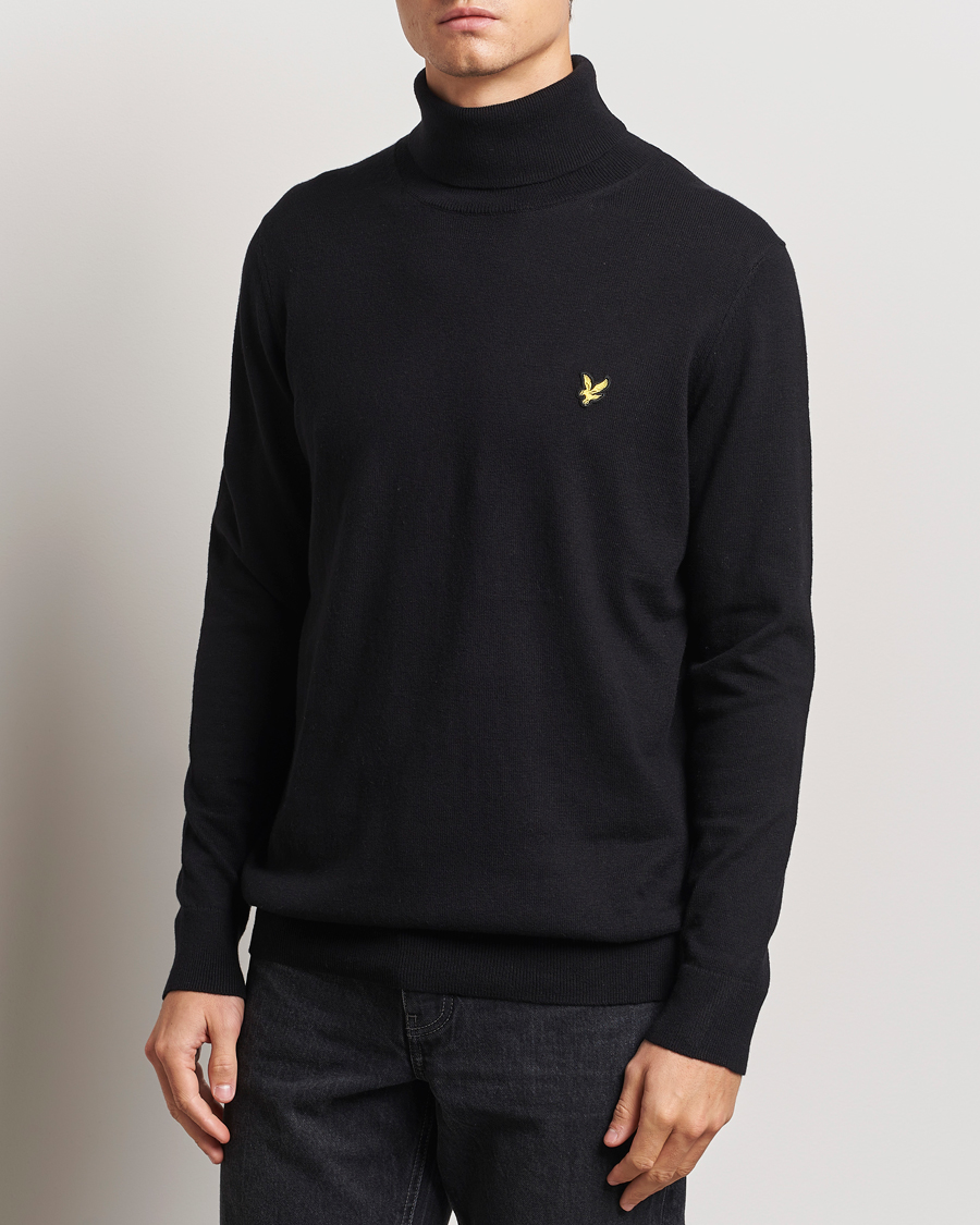 Uomini | Maglieria | Lyle & Scott | Cotton/Merino Turtleneck Jet Black