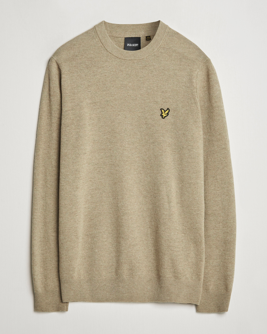 Uomini | Maglieria | Lyle & Scott | Lambswool Crew Neck Pullover Sage Uniform Marl