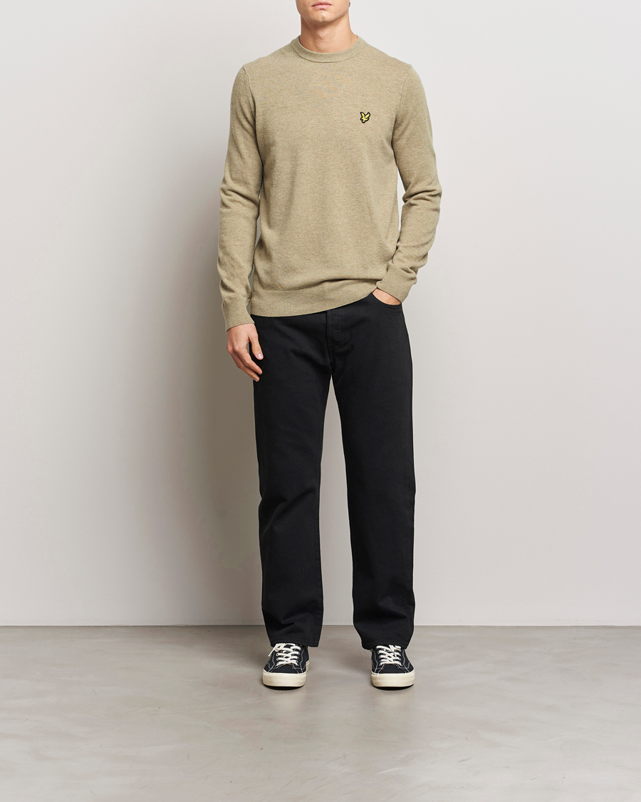 Uomini | Maglieria | Lyle & Scott | Lambswool Crew Neck Pullover Sage Uniform Marl