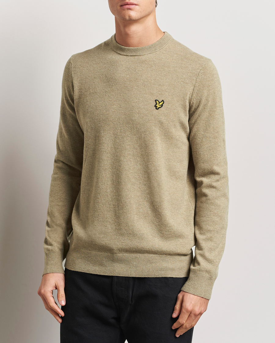 Uomini | Maglieria | Lyle & Scott | Lambswool Crew Neck Pullover Sage Uniform Marl