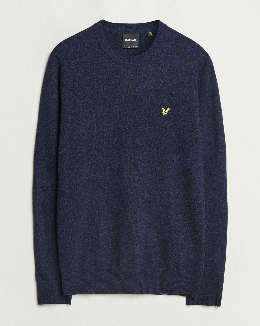 Uomini | Maglieria | Lyle & Scott | Lambswool Crew Neck Pullover Dark Navy Marl