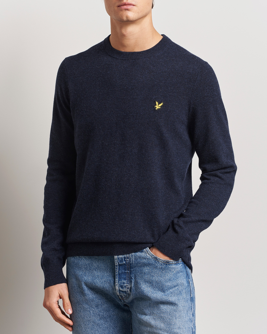 Uomini | Maglieria | Lyle & Scott | Lambswool Crew Neck Pullover Dark Navy Marl