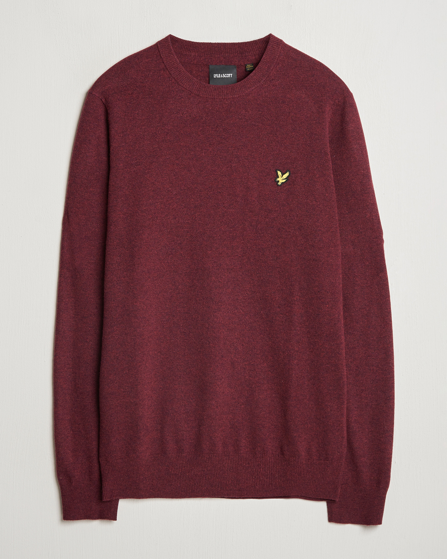 Uomini | Maglieria | Lyle & Scott | Lambswool Crew Neck Pullover Burgundy Marl
