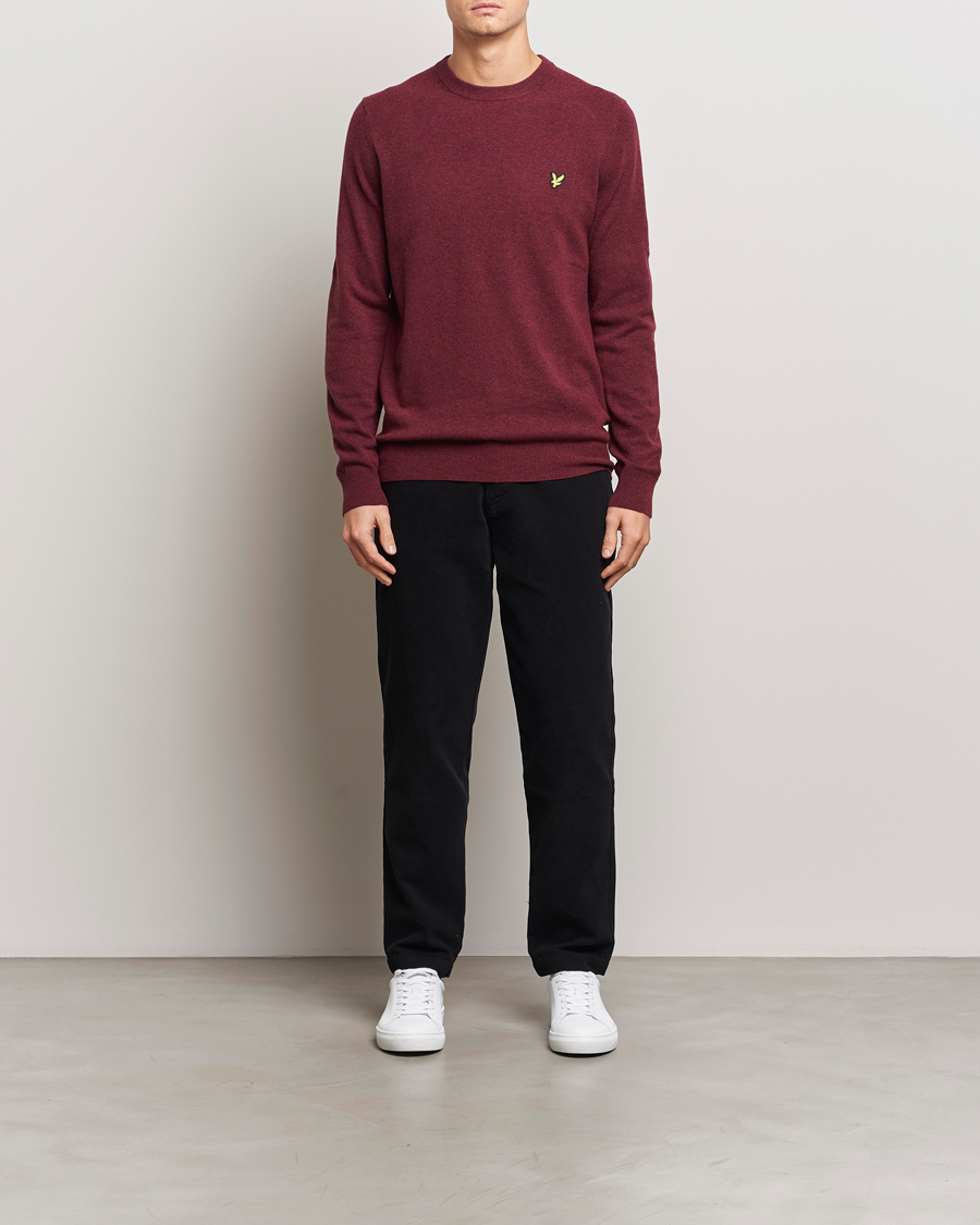 Uomini | Maglieria | Lyle & Scott | Lambswool Crew Neck Pullover Burgundy Marl
