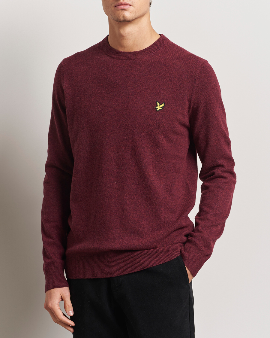 Uomini | Maglieria | Lyle & Scott | Lambswool Crew Neck Pullover Burgundy Marl