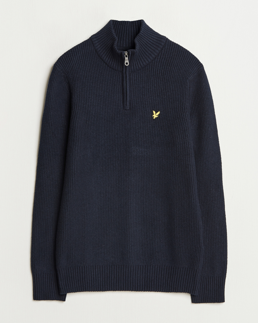 Uomini | Maglieria | Lyle & Scott | Shaker Stitch Half Zip Dark Navy
