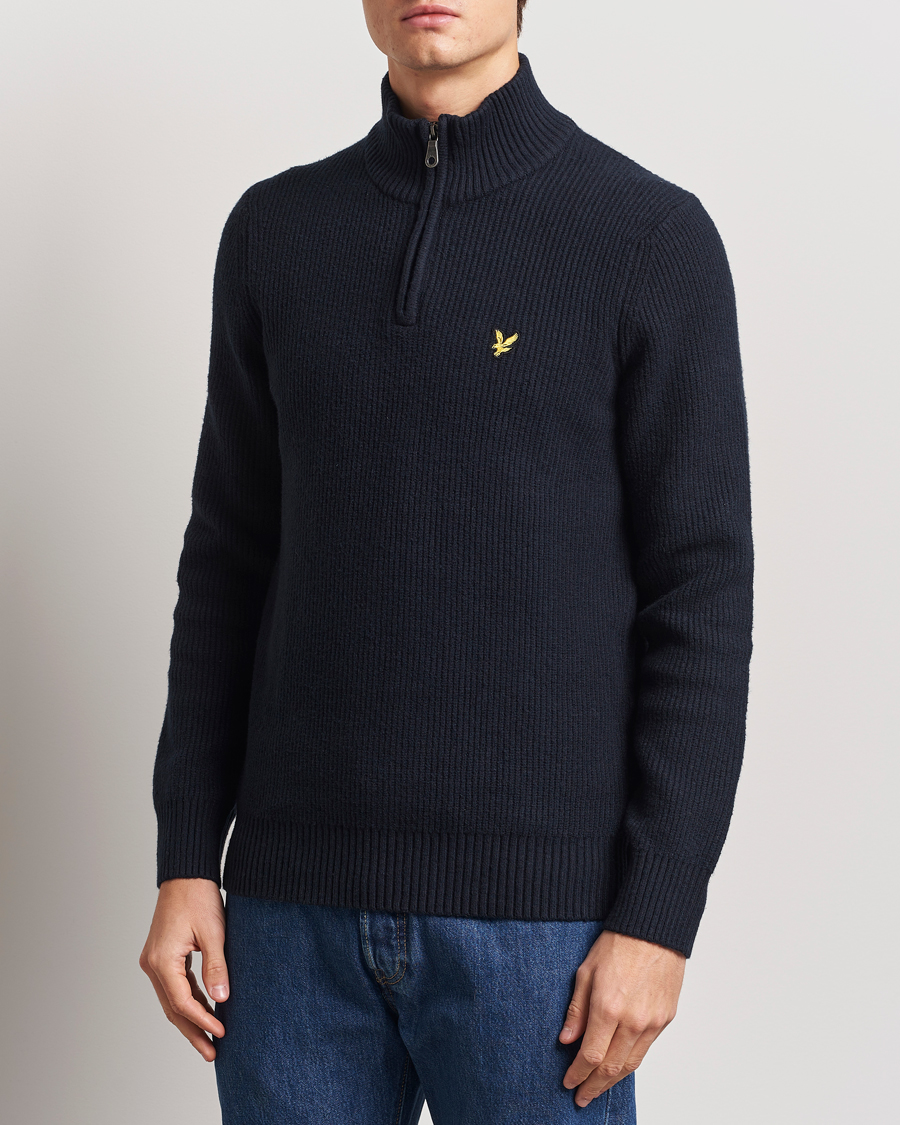 Uomini | Maglieria | Lyle & Scott | Shaker Stitch Half Zip Dark Navy