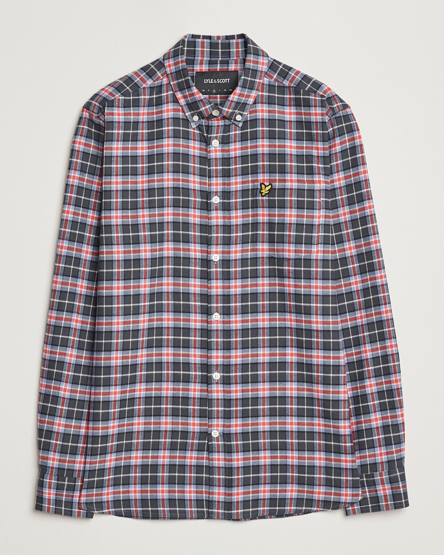 Uomini | Camicie | Lyle & Scott | Checked Flannel Shirt Blue Smoke