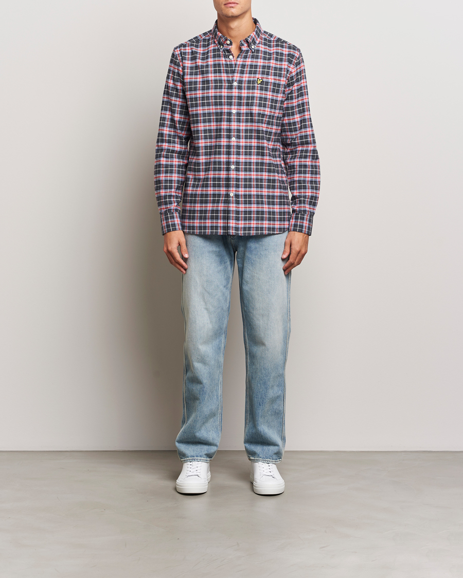 Uomini | Camicie | Lyle & Scott | Checked Flannel Shirt Blue Smoke