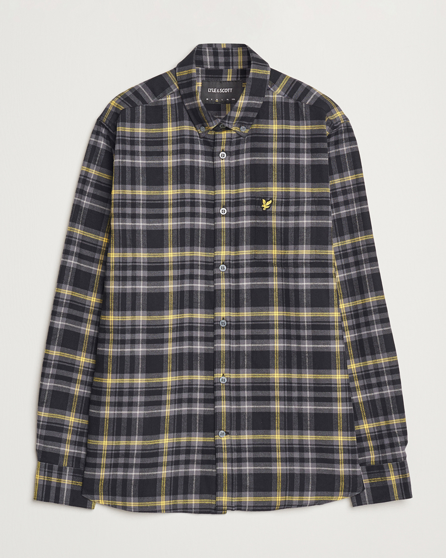 Uomini | Camicie | Lyle & Scott | Checked Flannel Shirt Jet Black
