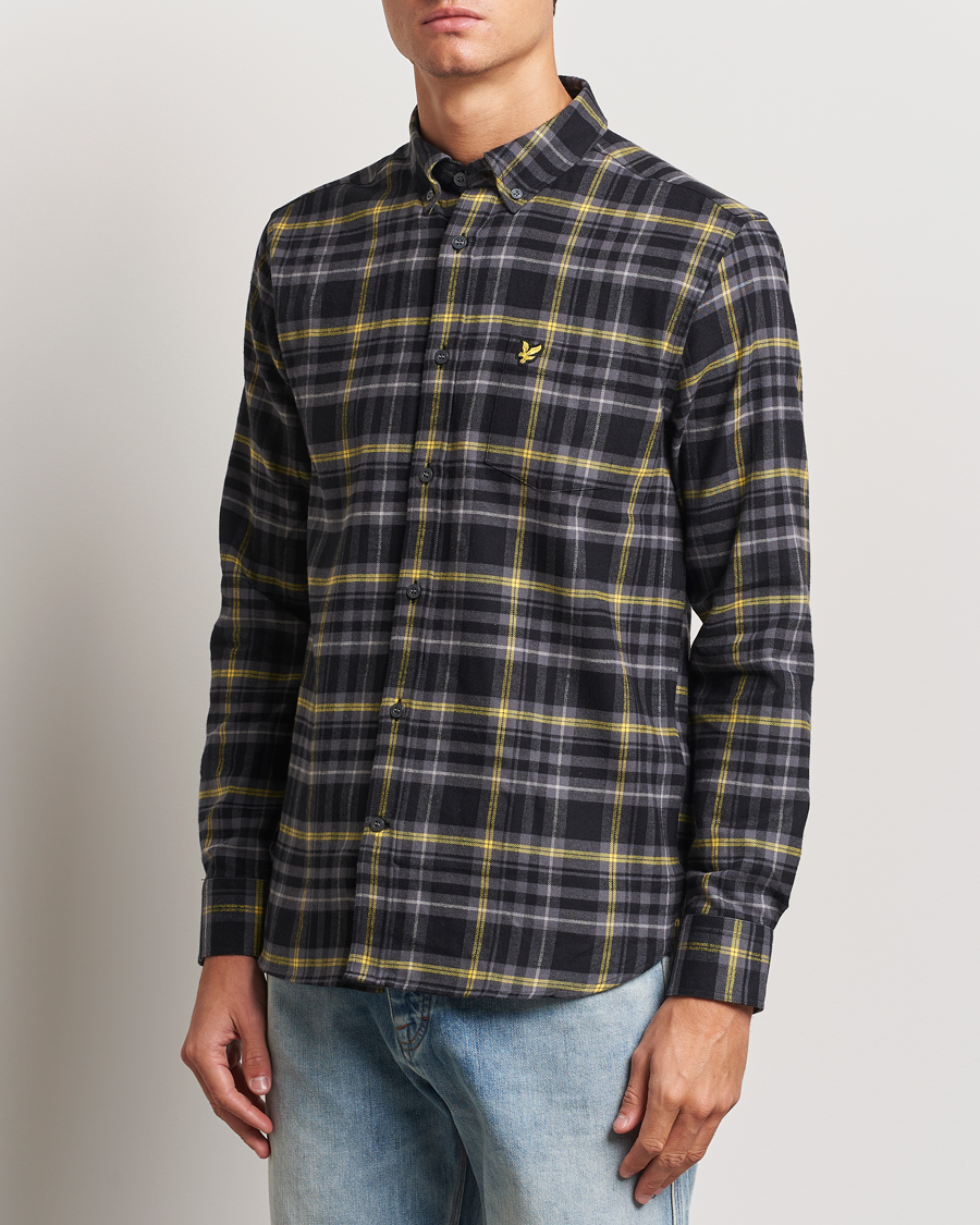 Uomini | Camicie | Lyle & Scott | Checked Flannel Shirt Jet Black