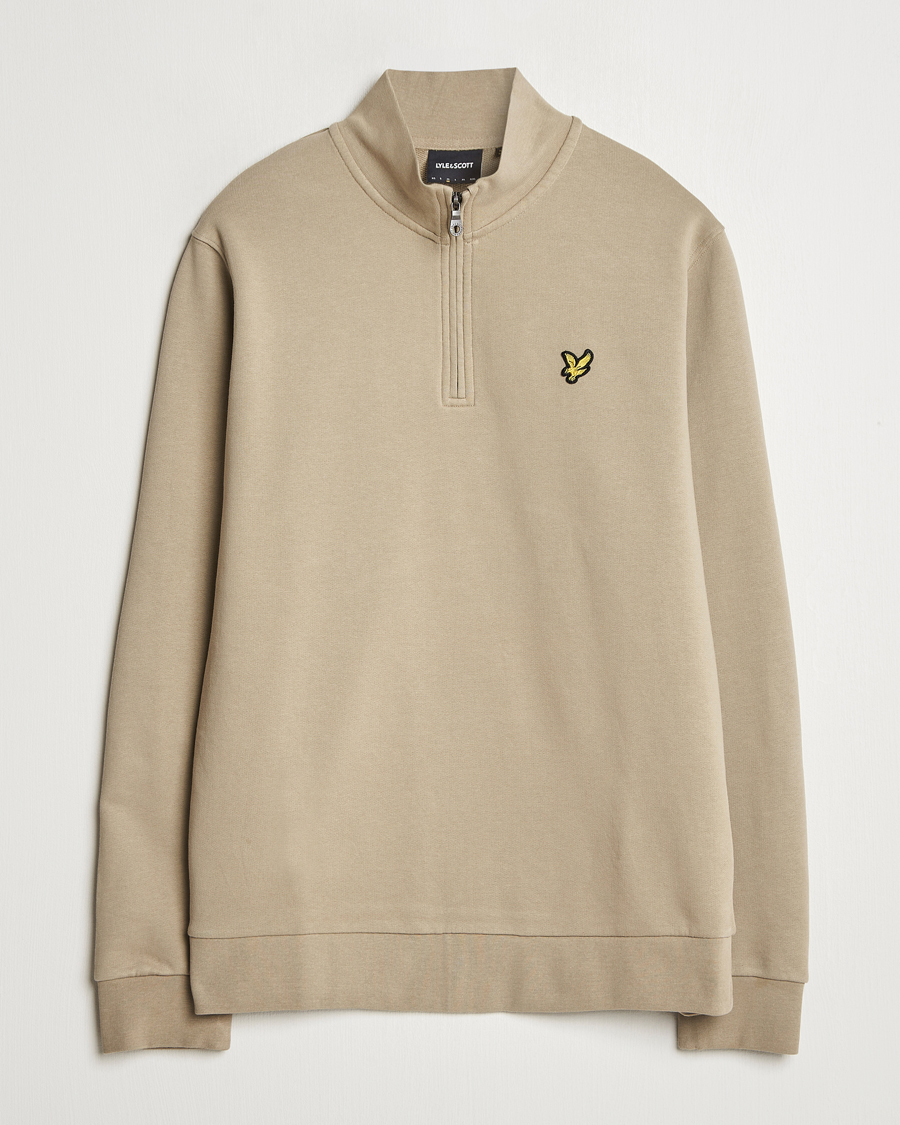 Uomini | Maglieria | Lyle & Scott | Loopback Half Zip Sweater Sage Uniform