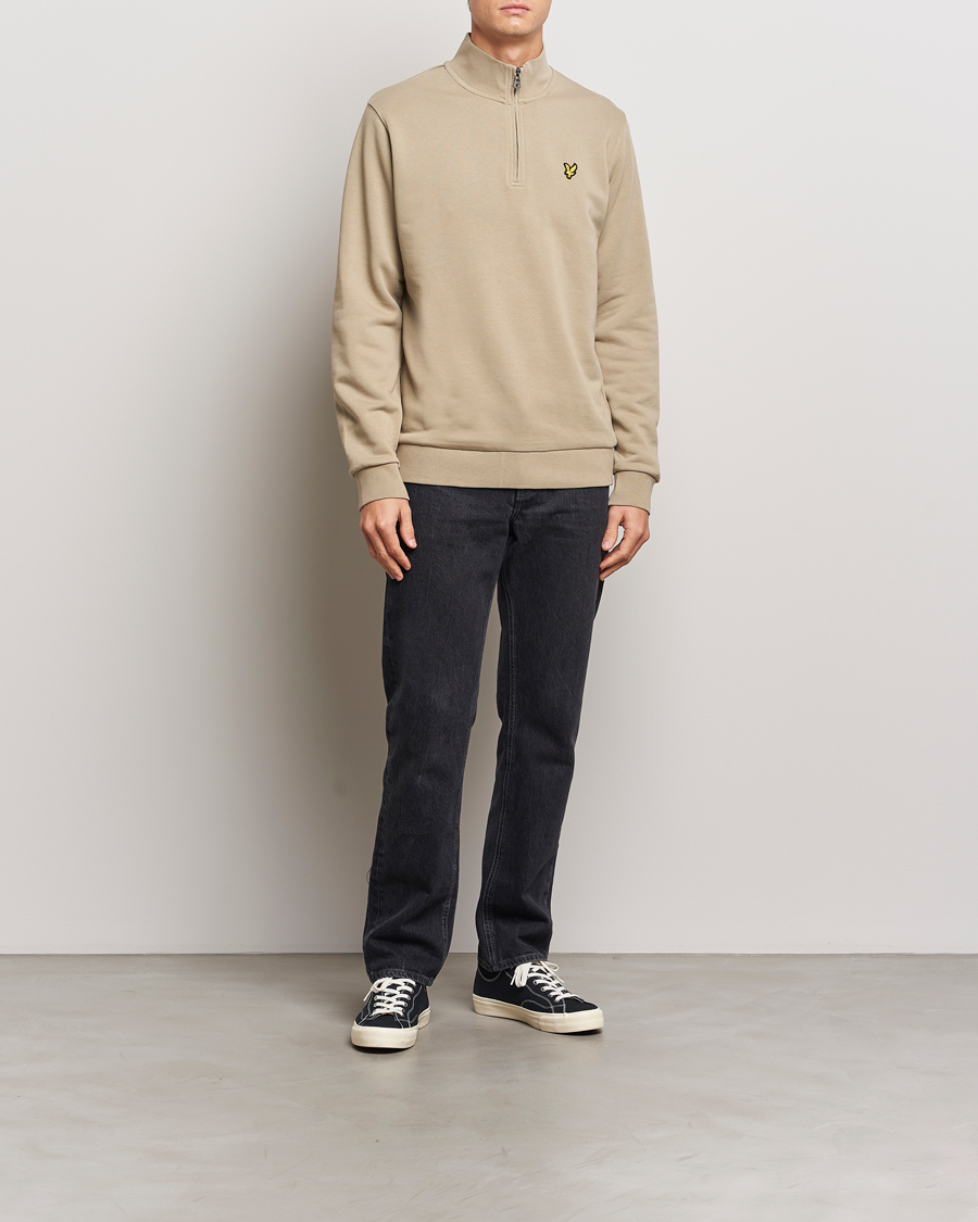Uomini | Maglieria | Lyle & Scott | Loopback Half Zip Sweater Sage Uniform