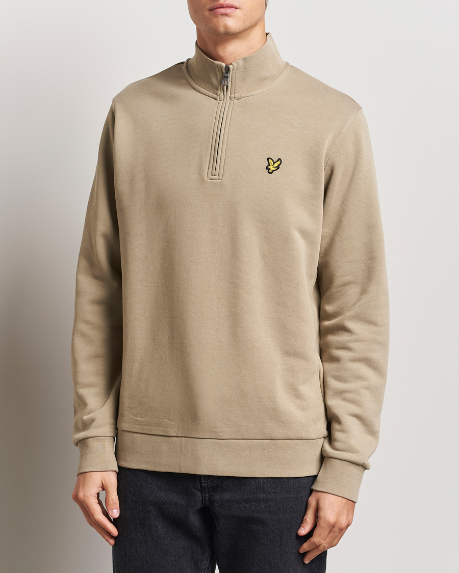 Uomini | Maglieria | Lyle & Scott | Loopback Half Zip Sweater Sage Uniform