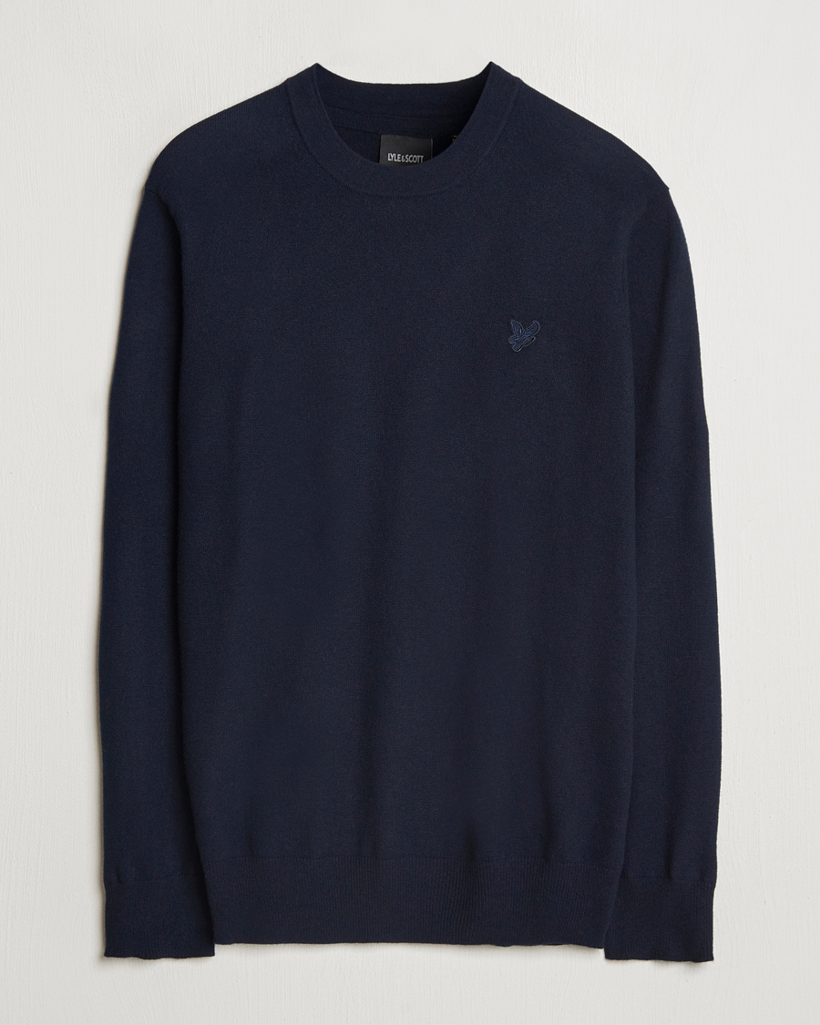 Uomini | Maglieria | Lyle & Scott | Tonal Eagle Lambswool Crew Neck Dark Navy