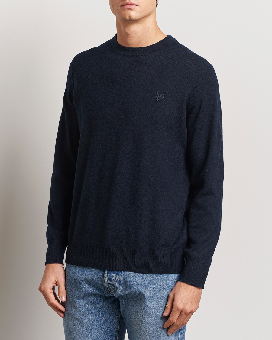 Uomini | Maglieria | Lyle & Scott | Tonal Eagle Lambswool Crew Neck Dark Navy