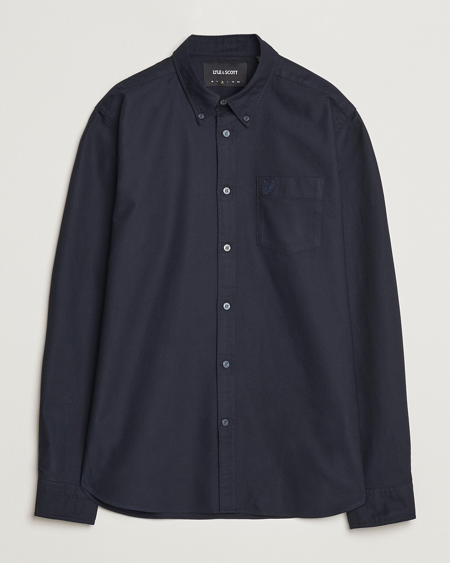 Uomini | Camicie | Lyle & Scott | Tonal Eagle Plain Oxford Shirt Dark Navy
