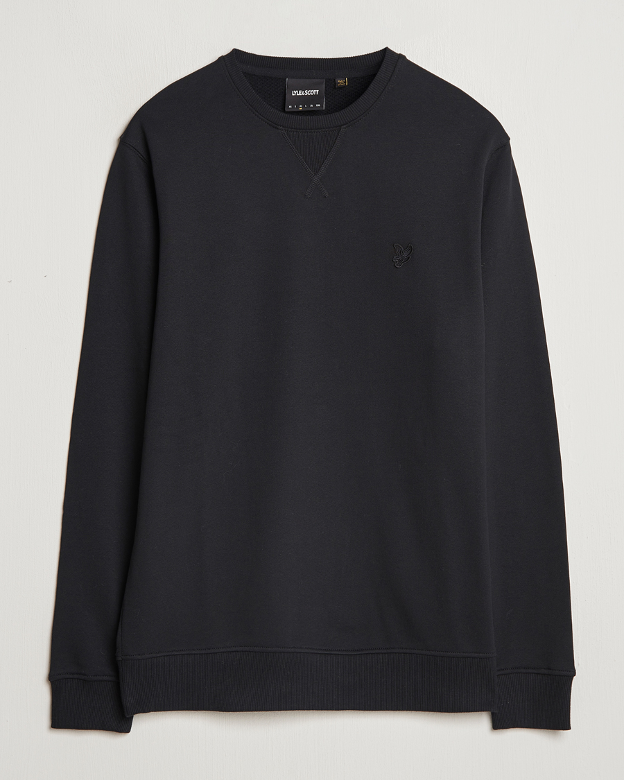 Uomini | Maglieria | Lyle & Scott | Tonal Eagle Crew Neck Sweatshirt Jet Black