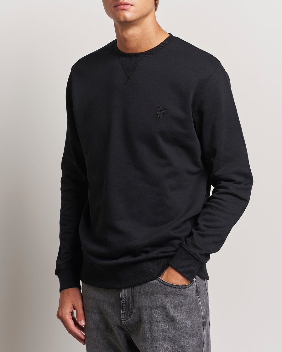 Uomini | Maglieria | Lyle & Scott | Tonal Eagle Crew Neck Sweatshirt Jet Black
