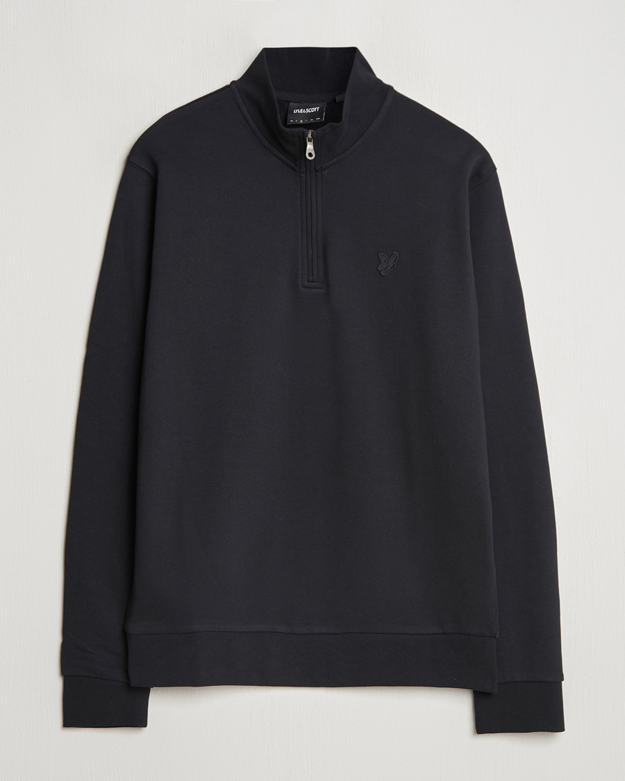 Uomini | Maglieria | Lyle & Scott | Tonal Eagle Half Zip Sweater Jet Black